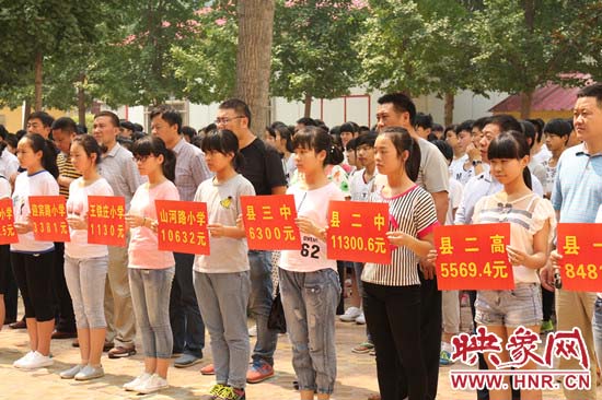 經(jīng)過一周的廣泛宣傳動(dòng)員，全縣教育系統(tǒng)共捐款174113元。