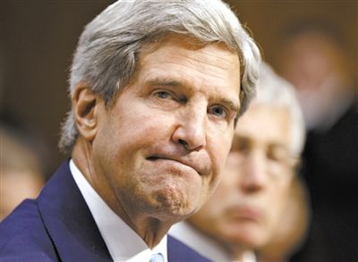 3日，克里在參院聽證會上。