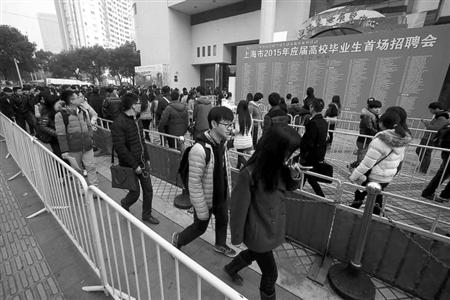 昨天的應(yīng)屆生招聘會,舉辦方上海國際展覽中心配備了足夠的警力、安保和工作人員，整個排隊隊伍被分割成數(shù)段