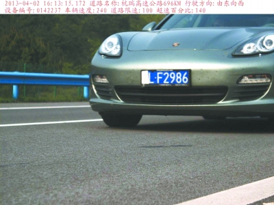 　保時(shí)捷飆車(chē)被拍瞬間。湖北省高警總隊(duì)供圖