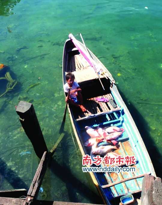 漁船上的孩子。