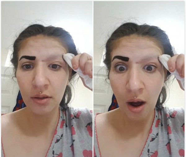 搞笑！女子誤用文眉藥劑導(dǎo)致眉毛不翼而飛