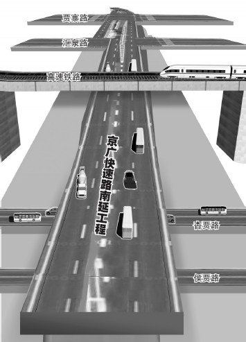 在與南四環(huán)交叉口設(shè)置全互通立交，跨越豫一路、中州大道后和繞城高速銜接，在中州大道和繞城高速建設(shè)組合立