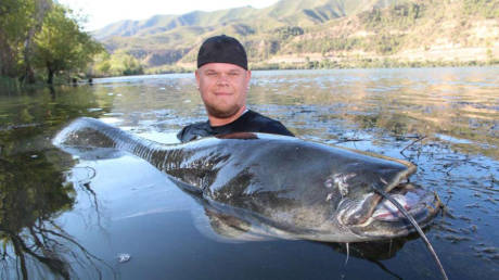 德國(guó)男子20分鐘捕獲2條巨大鲇魚