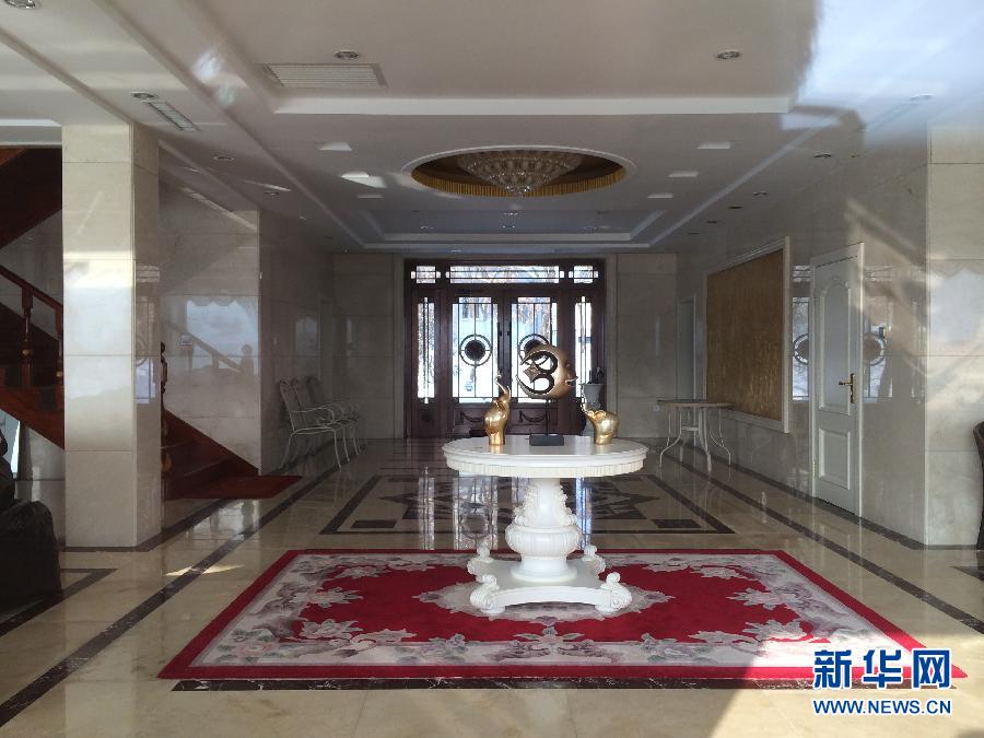 麗日山莊里的別墅大廳（2013年12月9日攝）。