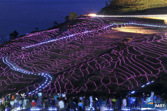 日本“白米千枚田”萬燈點(diǎn)綴 如夢(mèng)如幻場面震撼