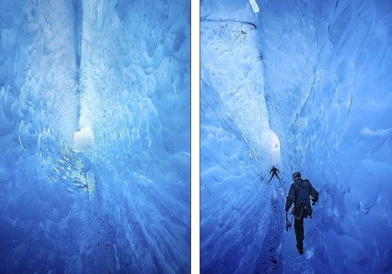 梅里格特別喜歡探索冰川。當(dāng)太陽(yáng)高高升起后，可以看到冰反射出的壯觀美景。